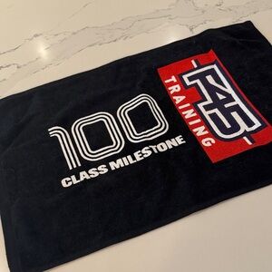 F45 Training 100 Class Milestone Black Towel 100% cotton 25” x 16”